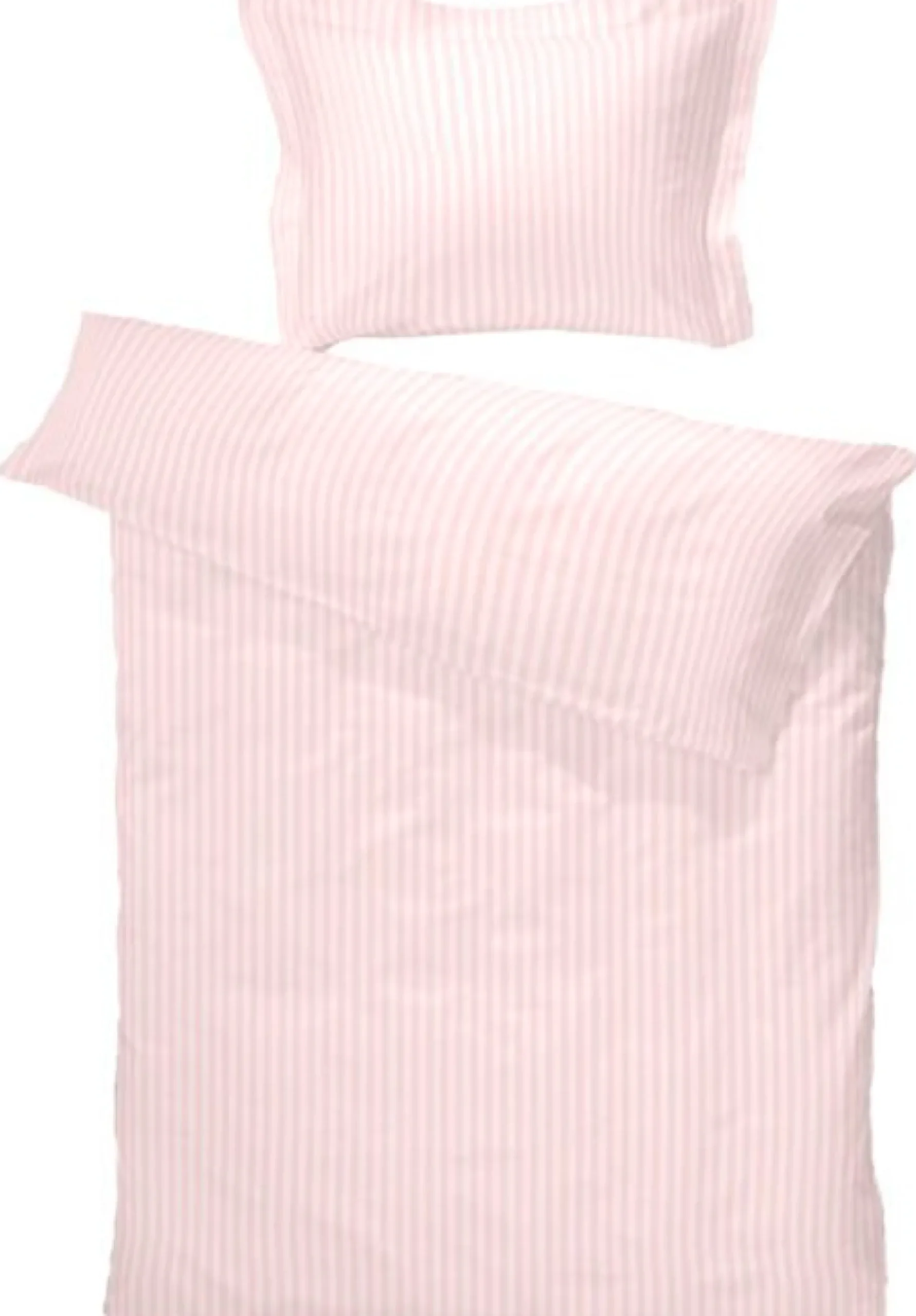 Lyserødt sengetøj - 100% bomuldssatin - Junior sengetøj 100x140 cm - Turistripa - Smalle striber