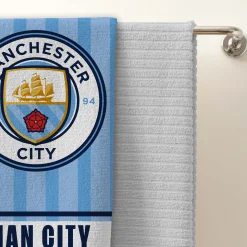 Manchester City håndklæde - 70x140 cm - 100% bomuld - Blødt badehåndklæde med Manchester City logo