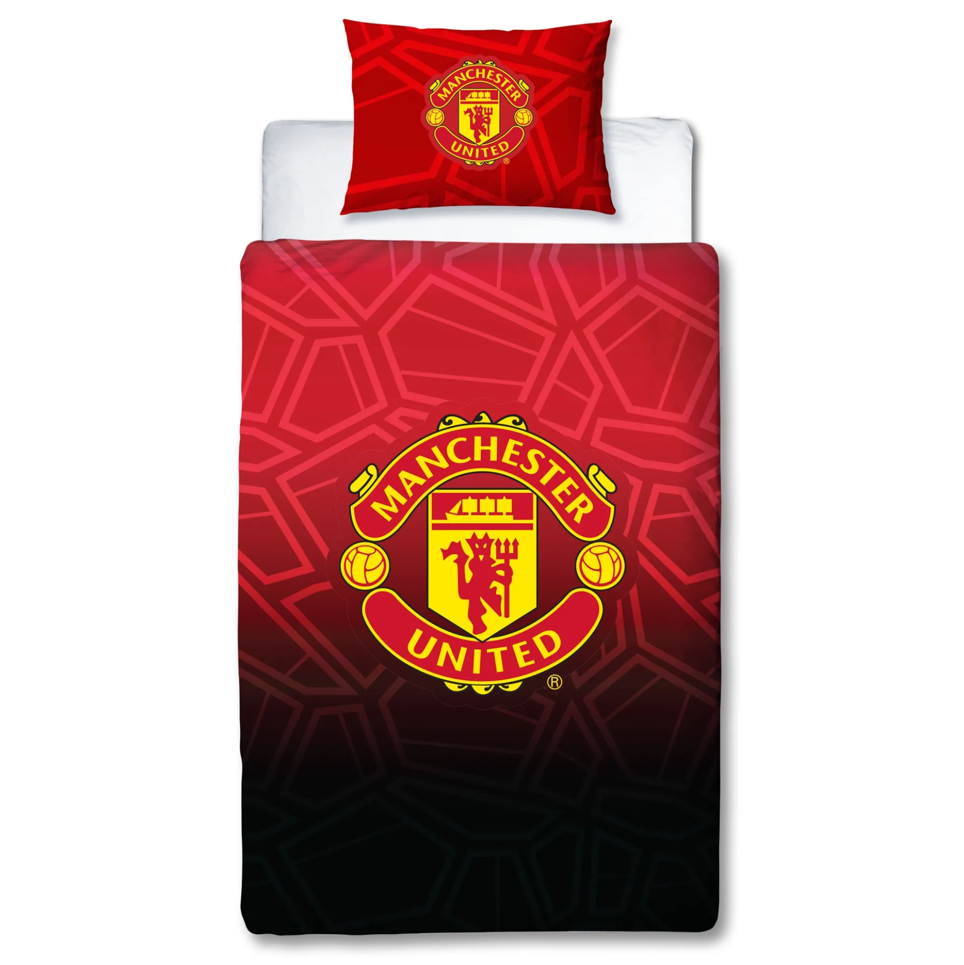 Manchester United sengetøj - 100% bomuld - Børnesengetøj 140x200 cm - Rødt og sort fodbold sengetøj
