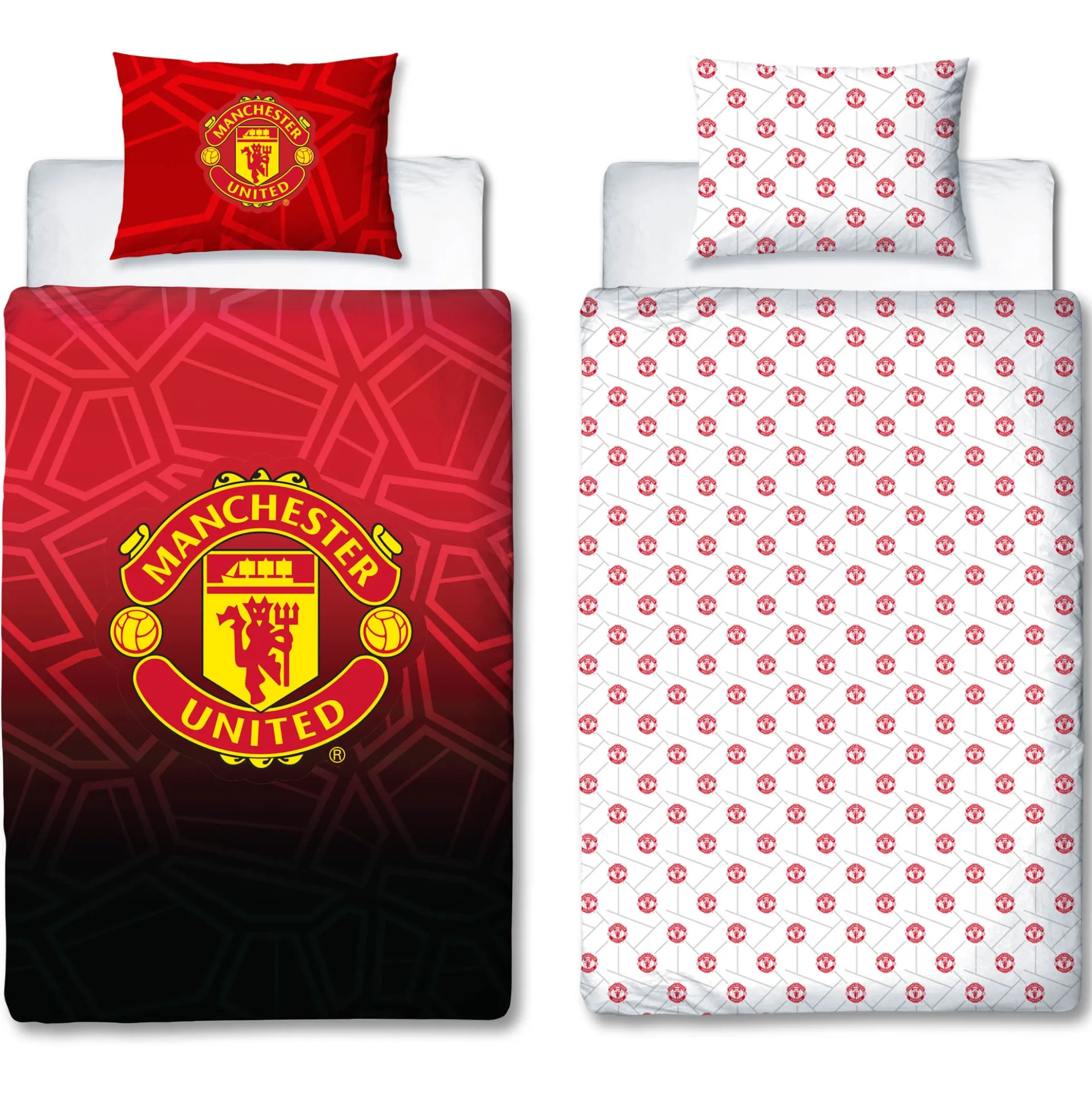 Manchester United sengetøj - 100% bomuld - Børnesengetøj 140x200 cm - Rødt og sort fodbold sengetøj