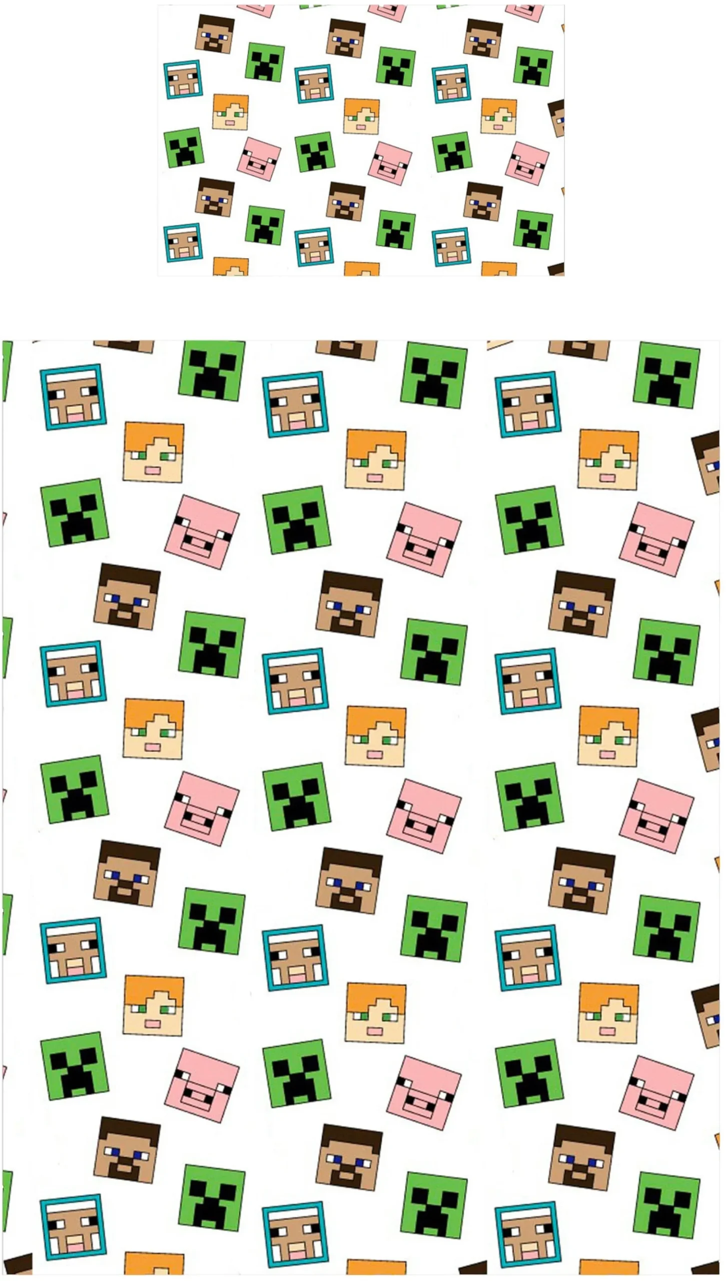 Minecraft sengetøj - 100% bomuld - Børnesengetøj 140x200 cm - Steve, Zombie, Creeper og Pigs Sheep