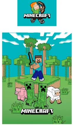 Minecraft sengetøj - 100% bomuld - Børnesengetøj 140x200 cm - Steve, Zombie, Creeper og Pigs Sheep