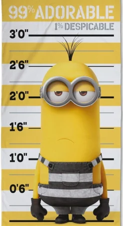 Minions håndklæde - 70x140 cm - 100% bomuld - Blødt badehåndklæde med Minions - Mug shot