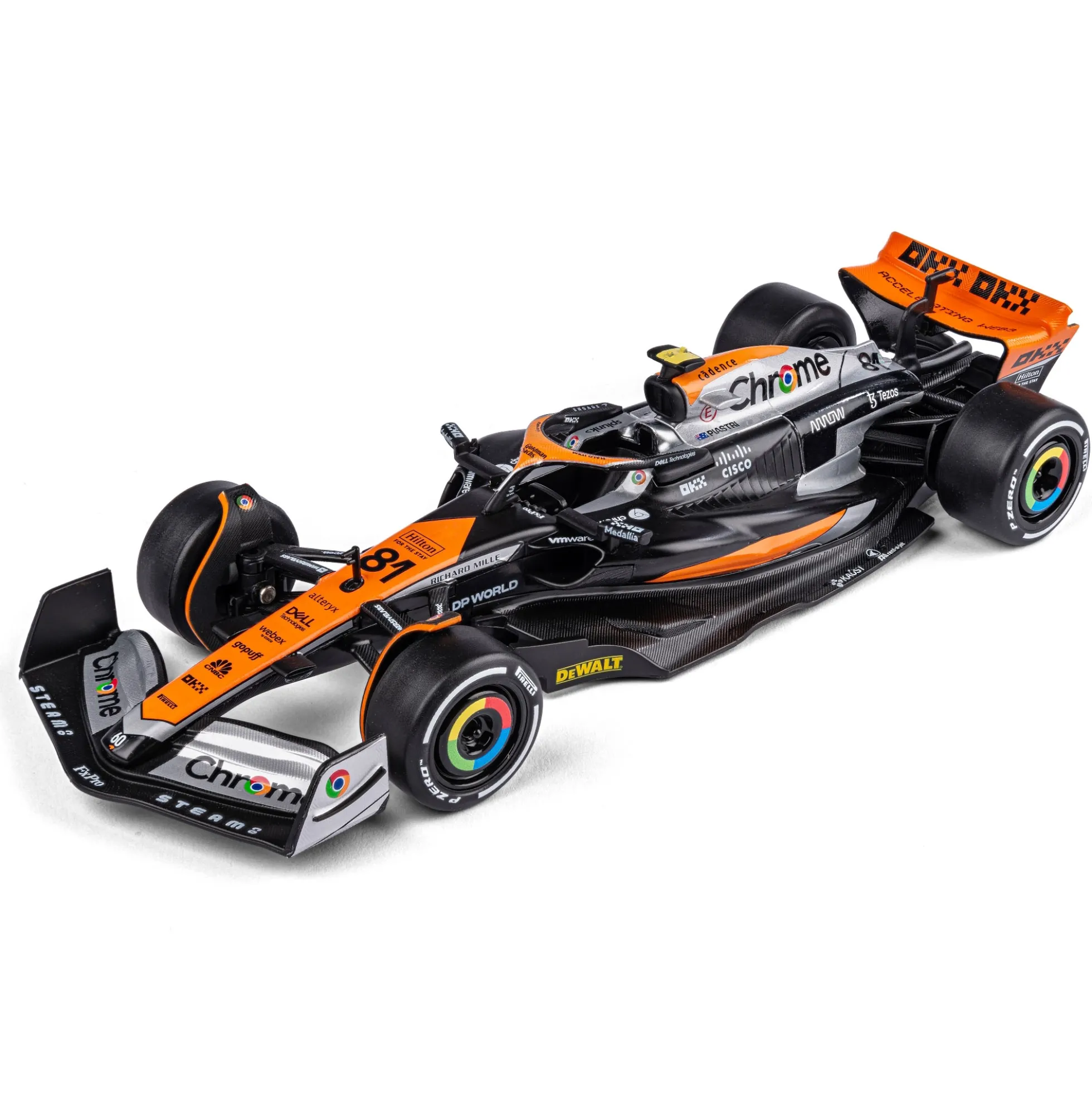 Modelbil - Formel 1 McLaren - Sort/Orange - Racerbil nr 81