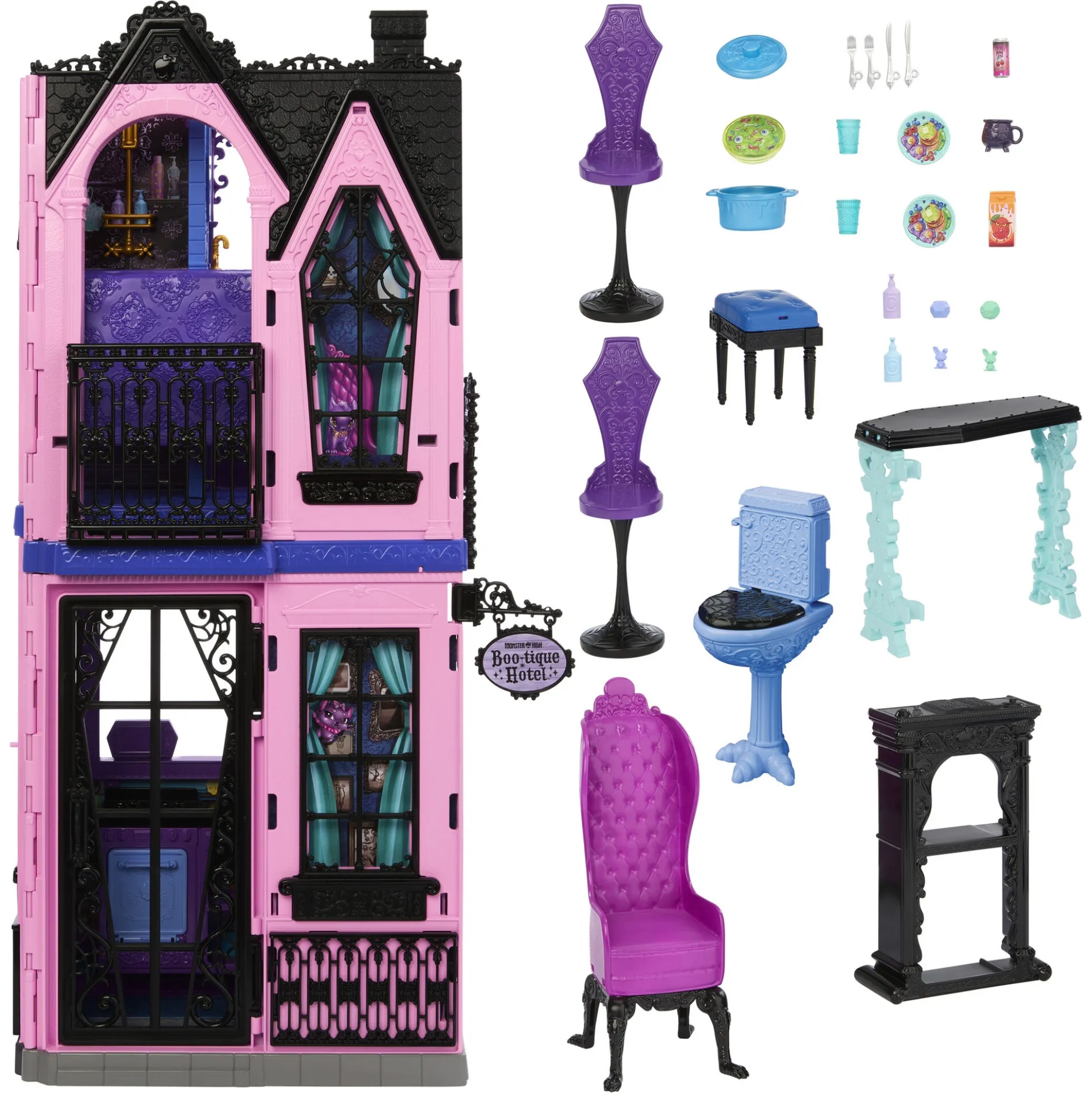 Monster High Boo-tique Hotel foldbart dukkehus med overraskelser - 13 dele