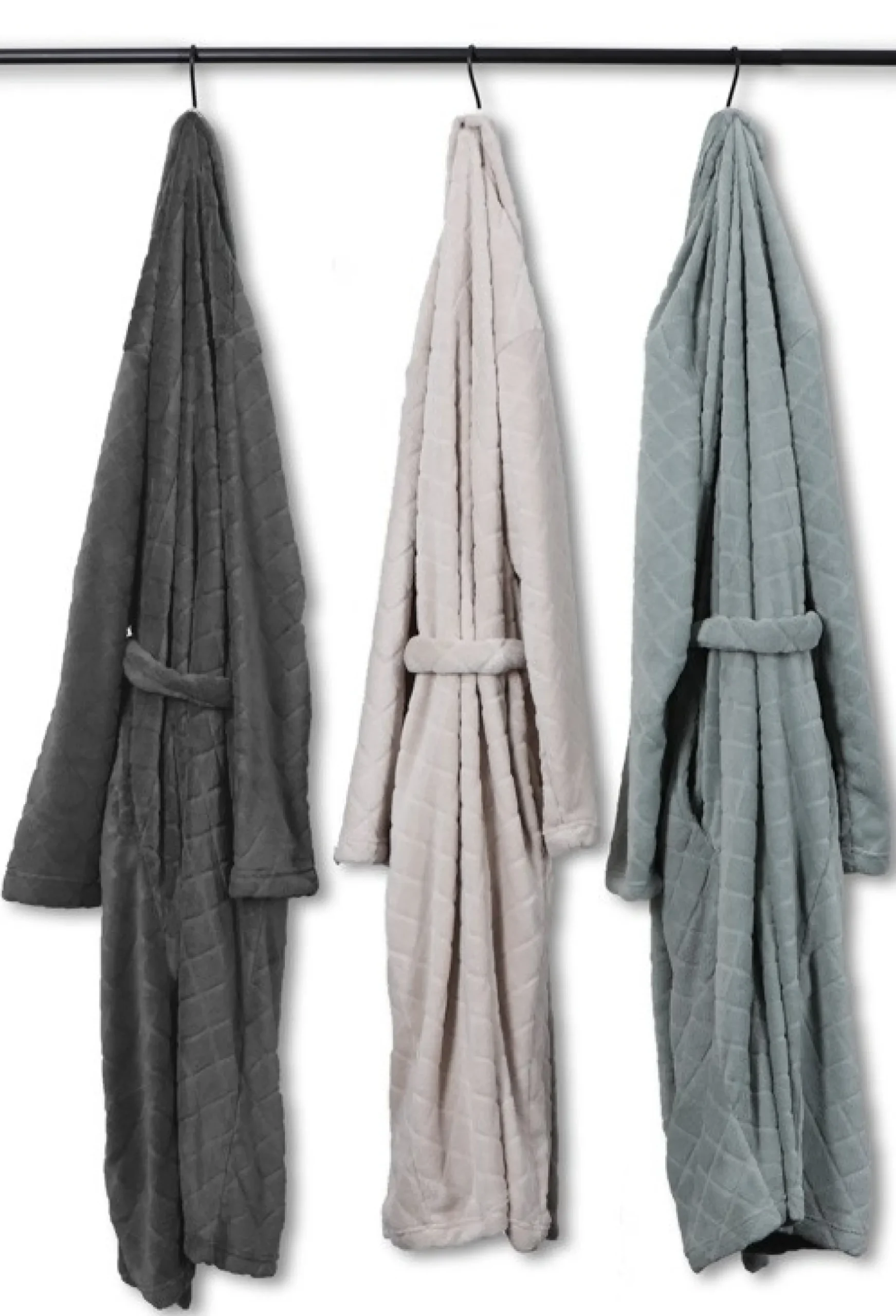 Morgenkåbe - Str. L/XL - Mint farvet - Coral fleece blød badekåbe - Borg Living