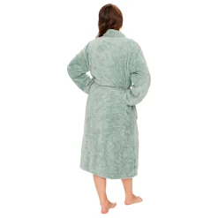 Morgenkåbe - Str. L/XL - Mint farvet - Coral fleece blød badekåbe - Borg Living