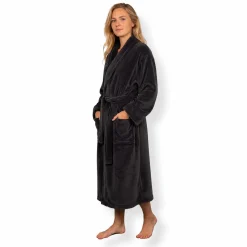 Morgenkåbe str. XXL/XXXL - 100% blød fleece - Mørkegrå