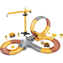 MultiTrack Construction fleksibel racerbane med kran og loop - 112 dele