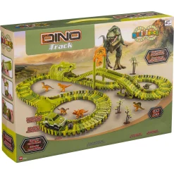 MultiTrack Dinosaur fleksibel racerbane med bil og bro - 168 dele