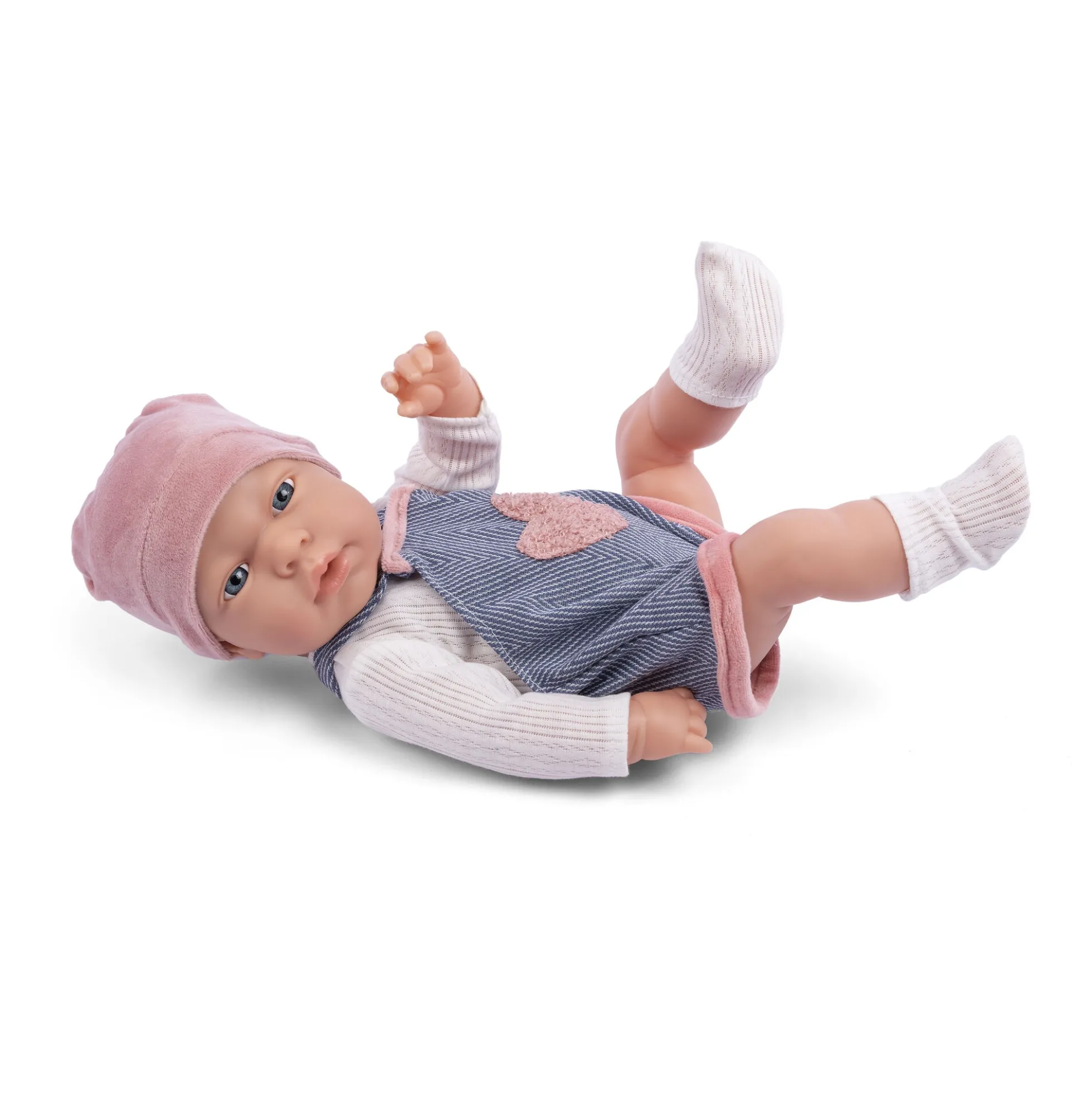 My Baby Liva babydukke til dukkeleg - lyserødt hjerte - 41 cm