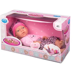 My Baby Liva babydukke til dukkeleg - lyserød leopard bukser - 41 cm