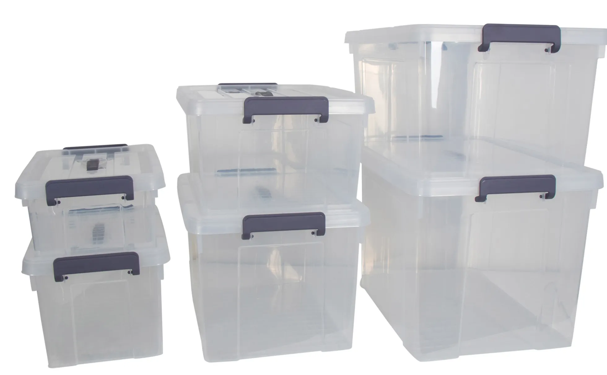 Opbevaringskasse - 35 Liter - Praktisk opbevaringsboks med tætsluttende låg - Transparent plastikkasse