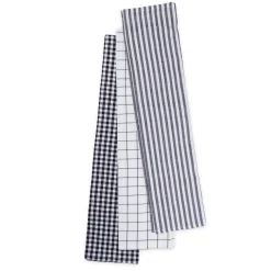 3-pak viskestykker 50x70 cm - 100% Bomuld - Sorte og hvide