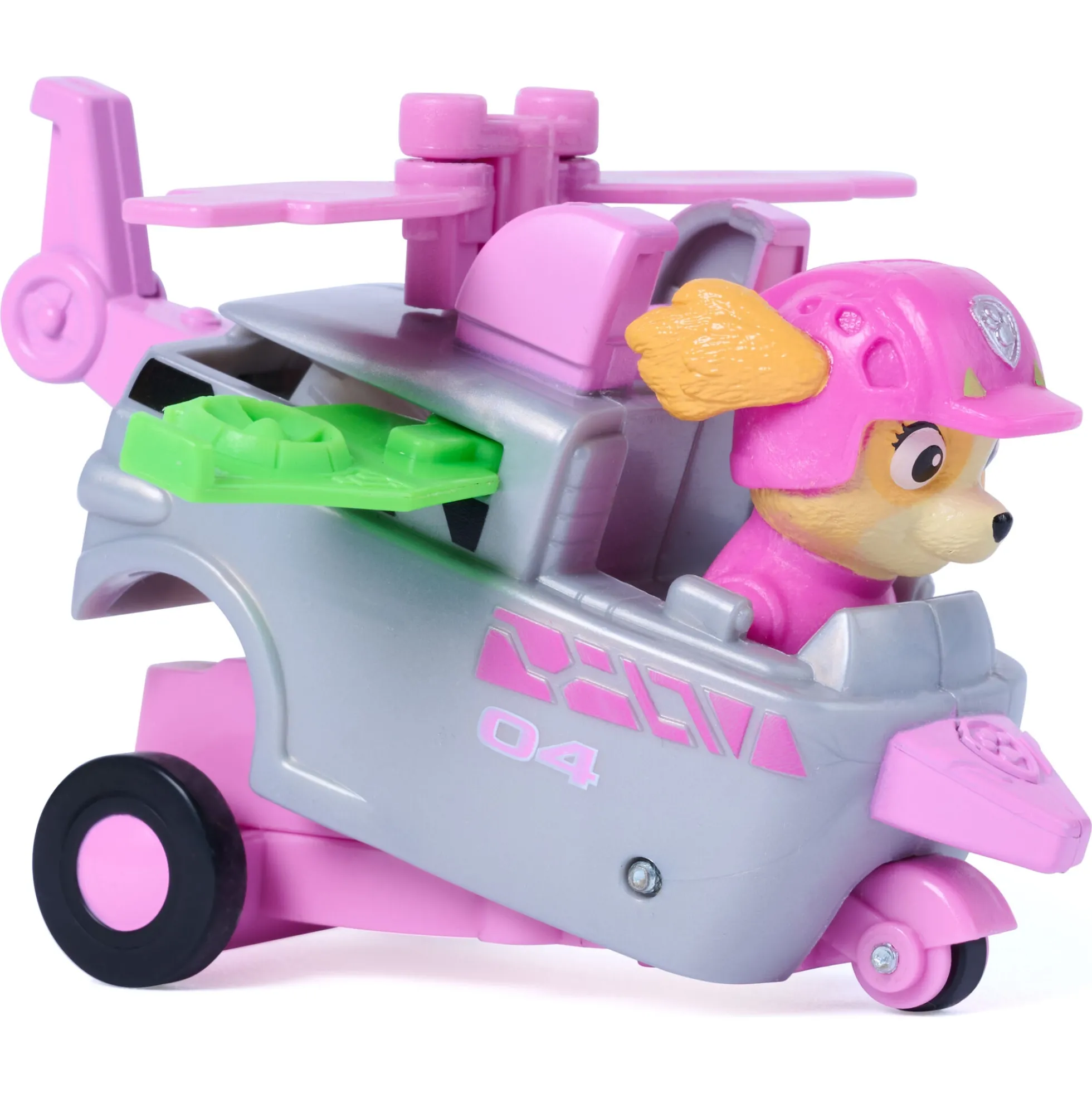 PAW Patrol Dino Filmen Pup Squad Jump Flip - Skye - 6 cm køretøj