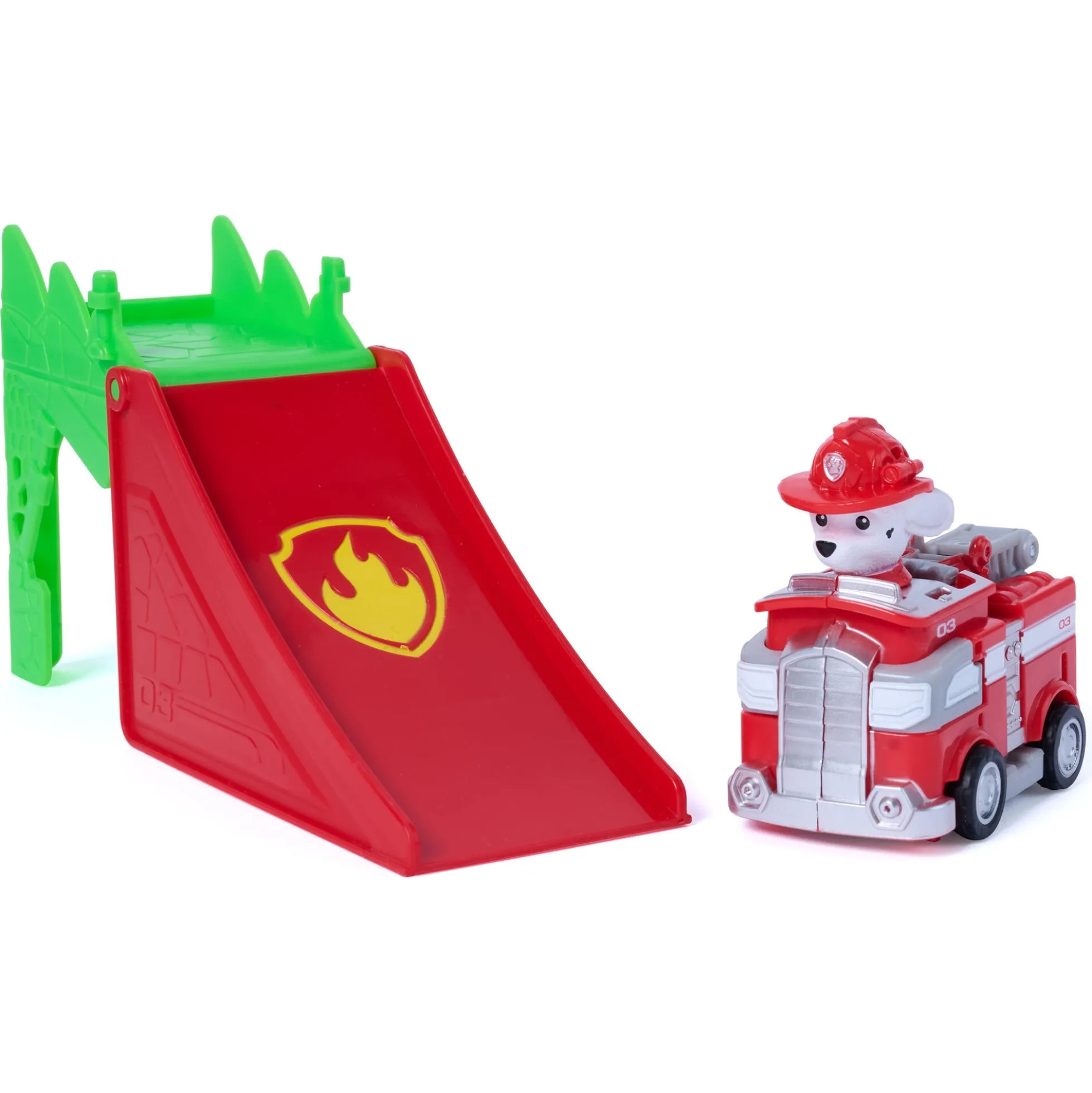 PAW Patrol Dino Filmen Pup Squad Jump Flip - Marshall - 6 cm køretøj