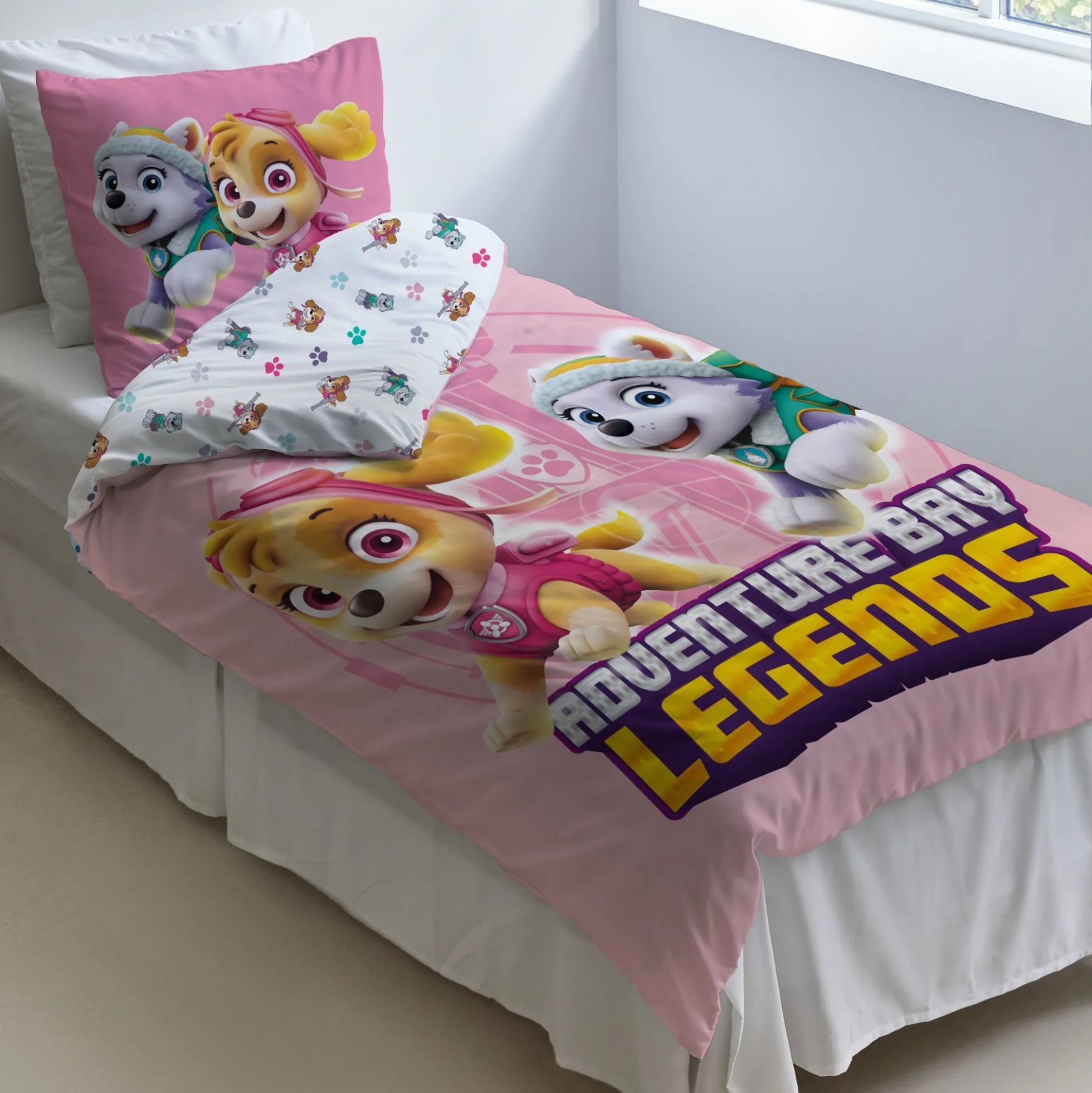 Paw Patrol sengetøj - 100% bomuld - Børnesengetøj 140x200 cm - Adventure bay legendes