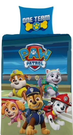 Paw Patrol sengetøj - 100% bomuld - Junior sengetøj 100x140 cm - Paw Patrol One Team
