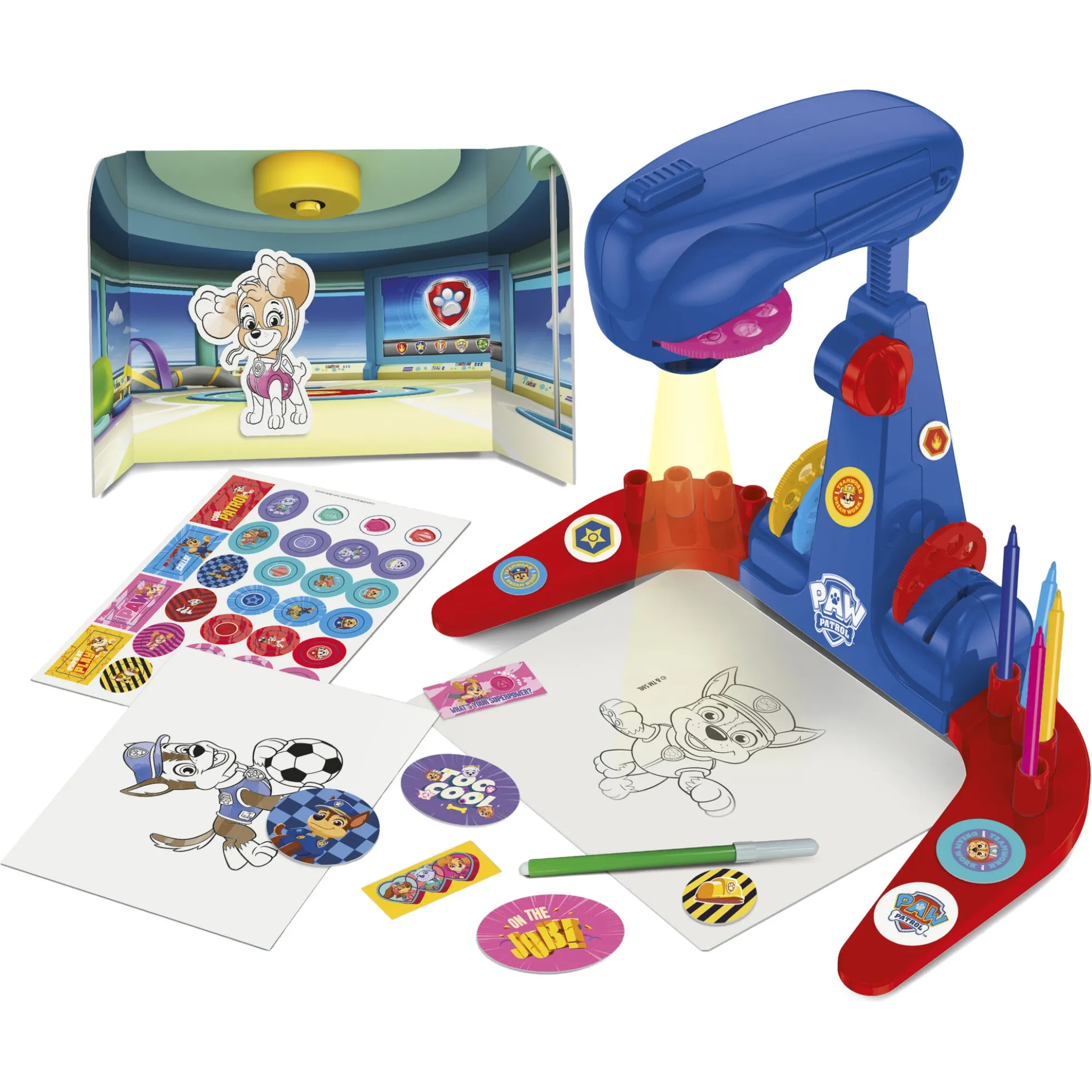PAW Patrol tegneprojektor - kreativt tegnesæt med tusser og 32 motiver