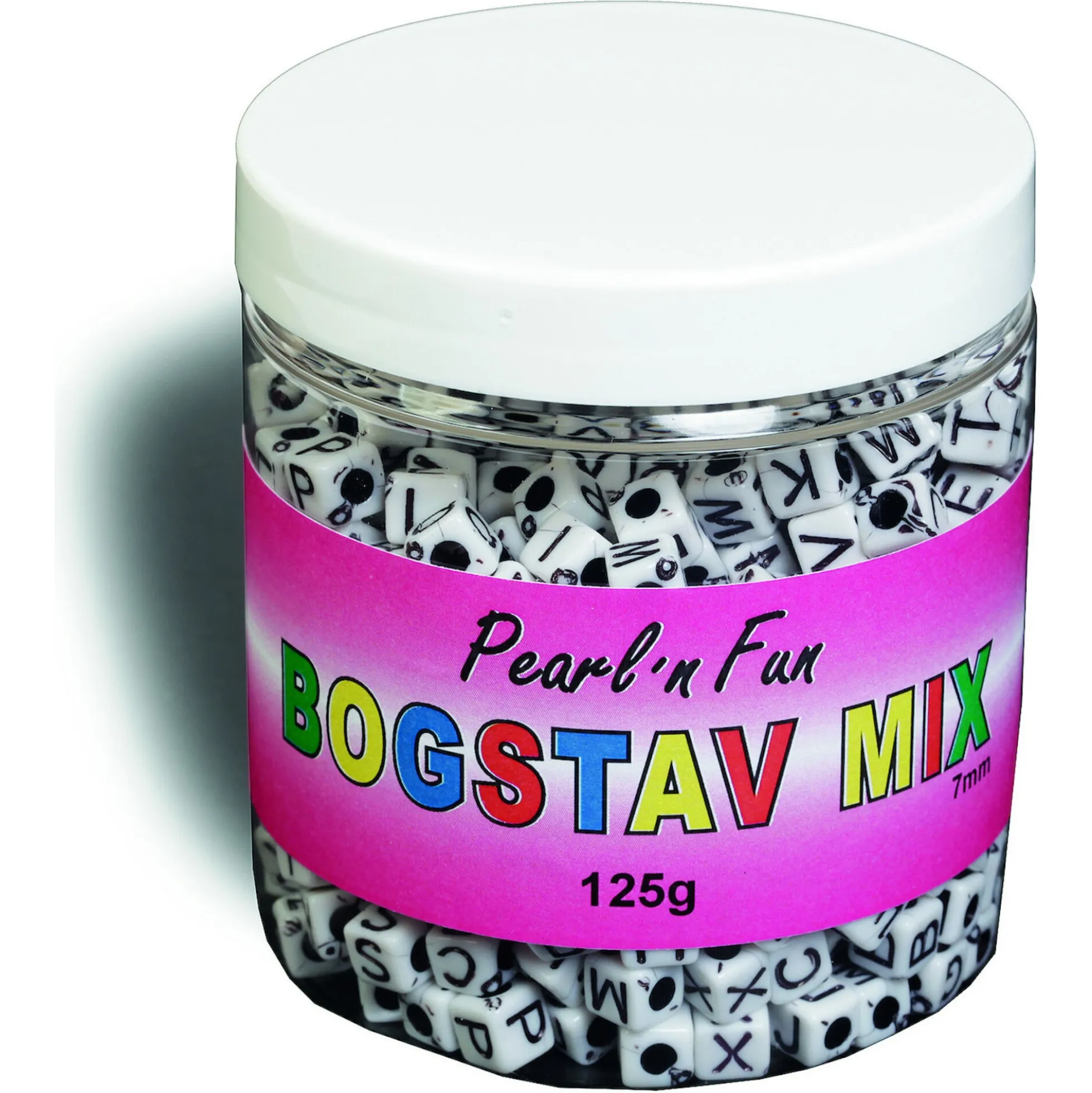 Pearl'n Fun bogstavsperler i sort og hvid - 7 mm - 125 g