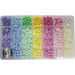 Pearl'n Fun perlemix med smileys, blomster og hjerter - 8-11 mm