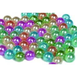 Pearl'n Fun runde blanke perler - 10 mm - Assorterede farver - 125 g