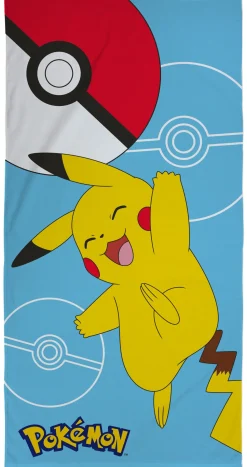 Pikachu håndklæde - 70x140 cm - 100% bomuld - Blødt badehåndklæde med Pikachu fra Pokémon