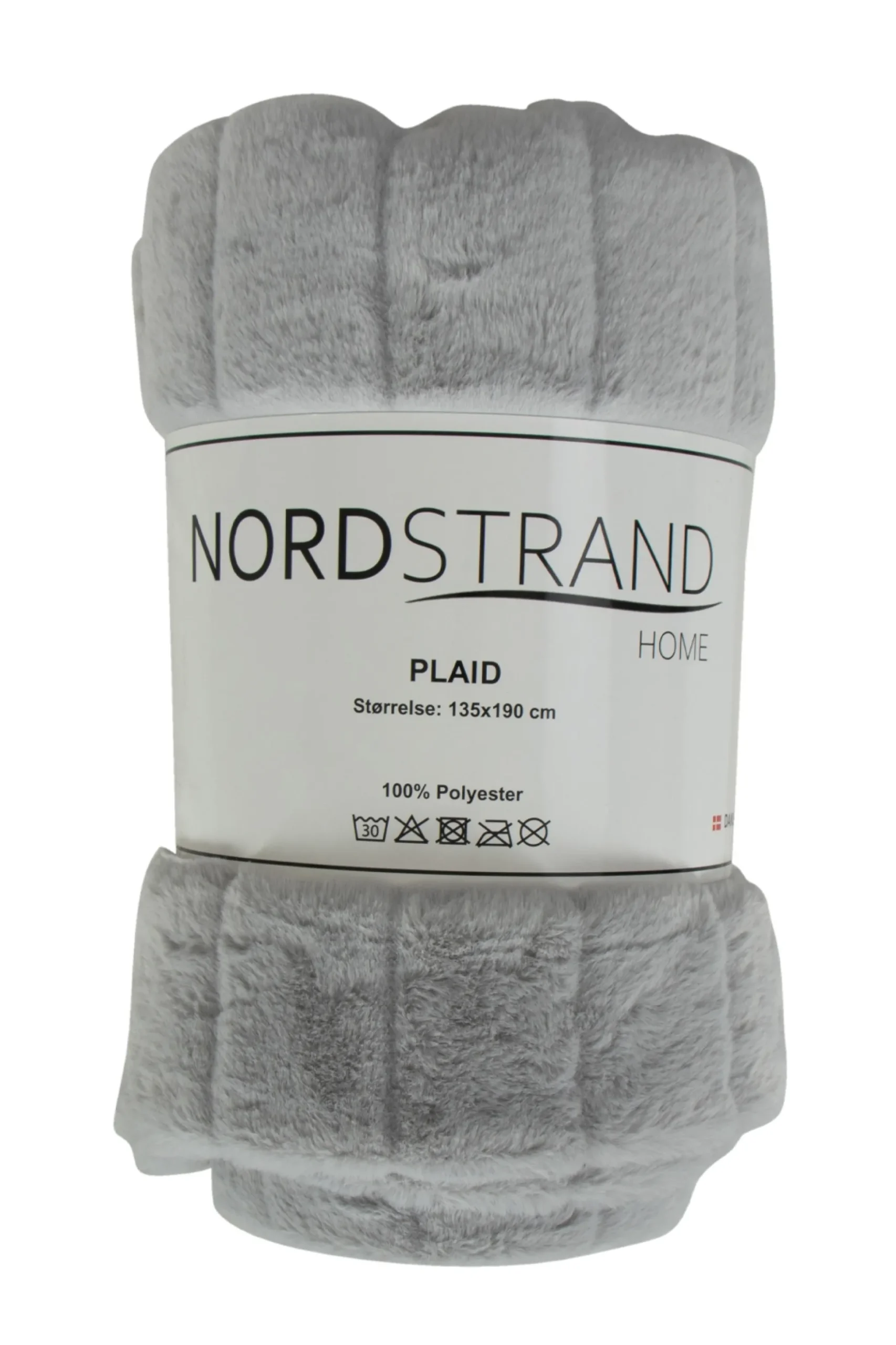 Plaid i fake fur - 135x190 cm - Grå med striber - Blødt tæppe fra Nordstrand Home