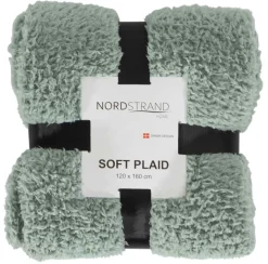 Plaid i teddy fleece - 120x160 cm - Støvet grøn - Blødt tæppe fra Nordstrand