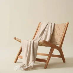 Plaid - 130x170 cm - Beige - Børstet mohair look