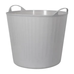 Plastikbalje - Grå plastik balje med hanke - 35x41 cm - Praktisk kurv til opbevaring