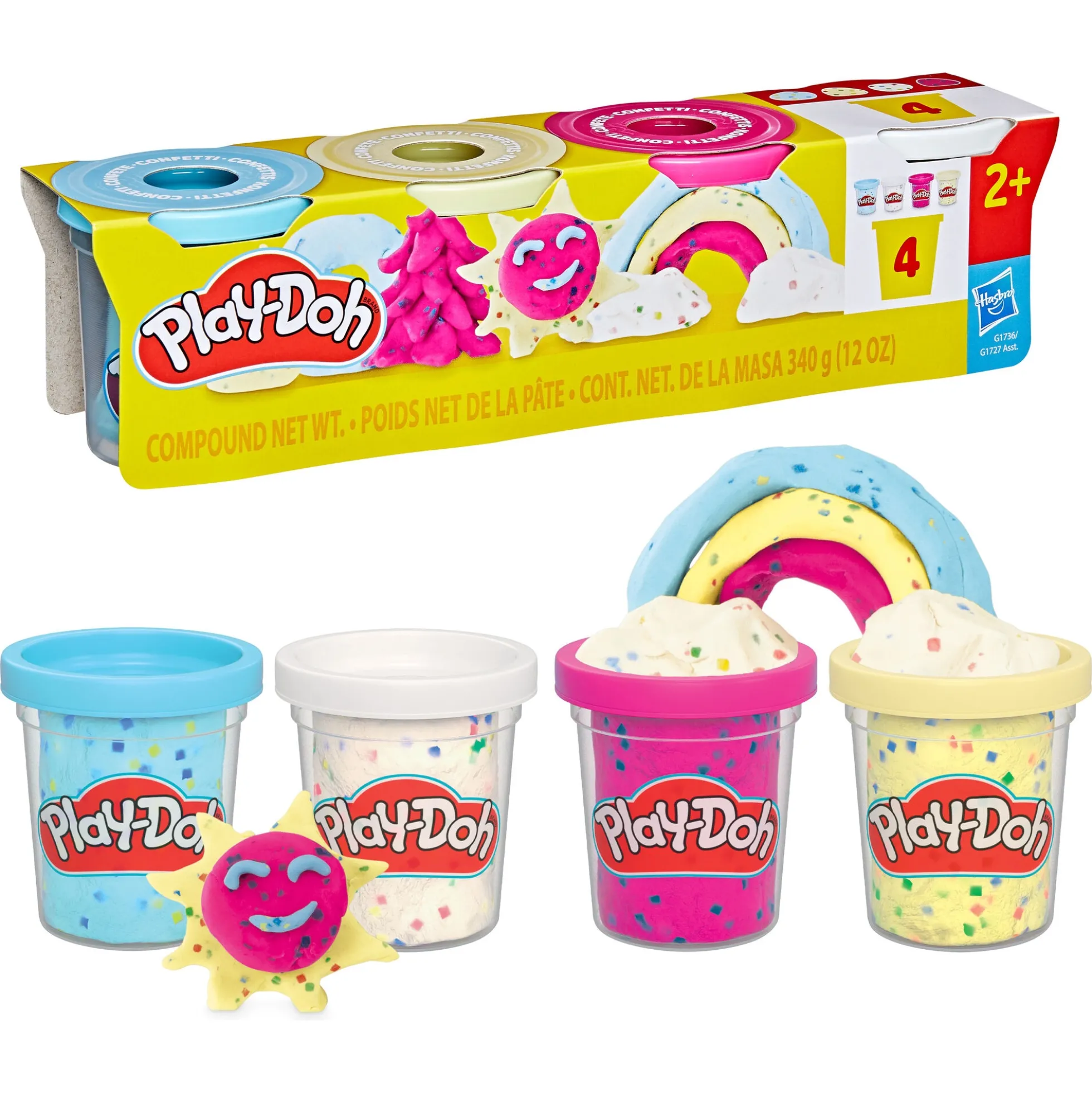 Play-Doh Confetti Fun modellervoks 4-pak - 340 g