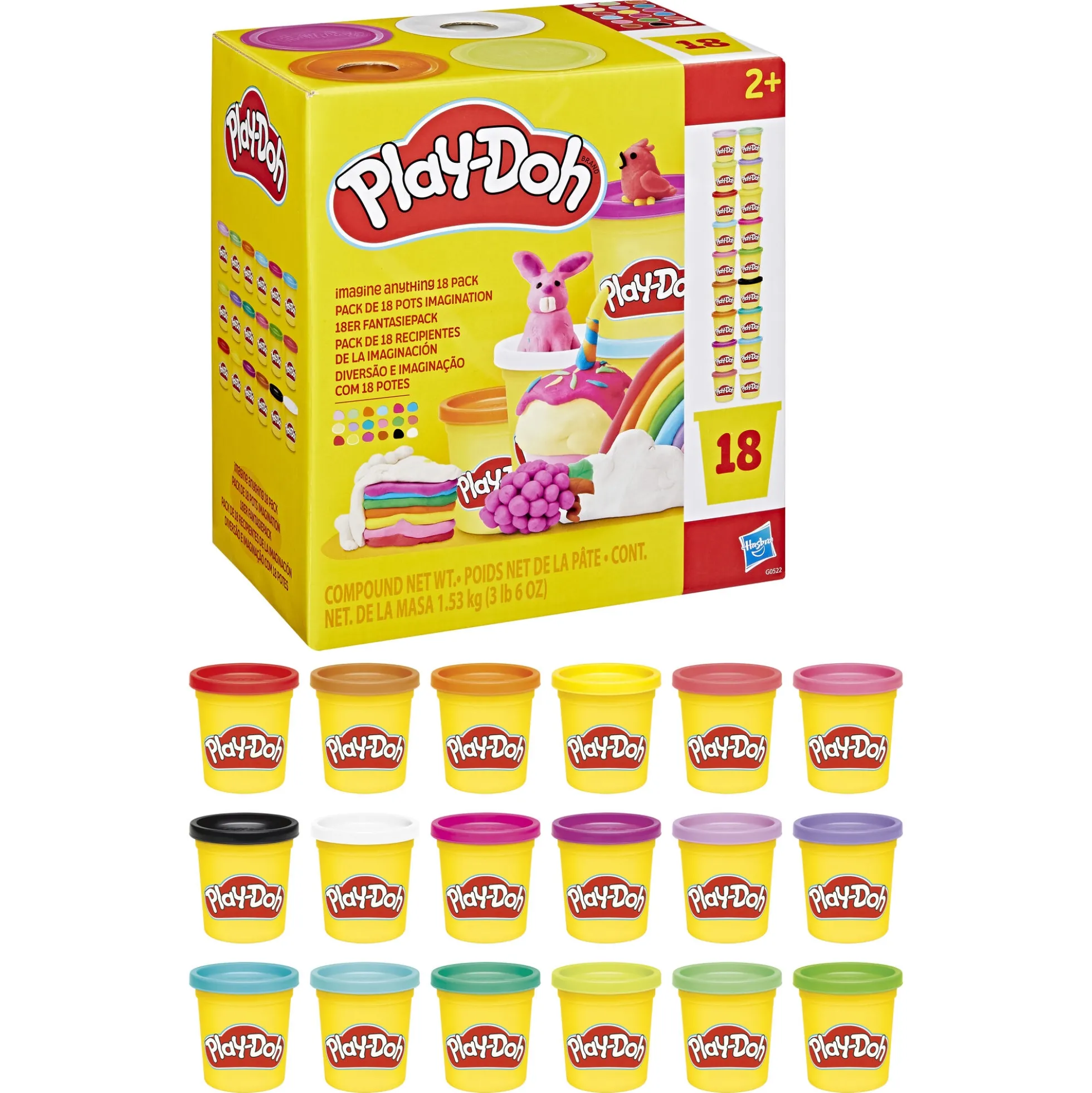 Play-Doh modellervoks Imagine Anything kæmpe sæt med 18 bøtter - 1,53 kg