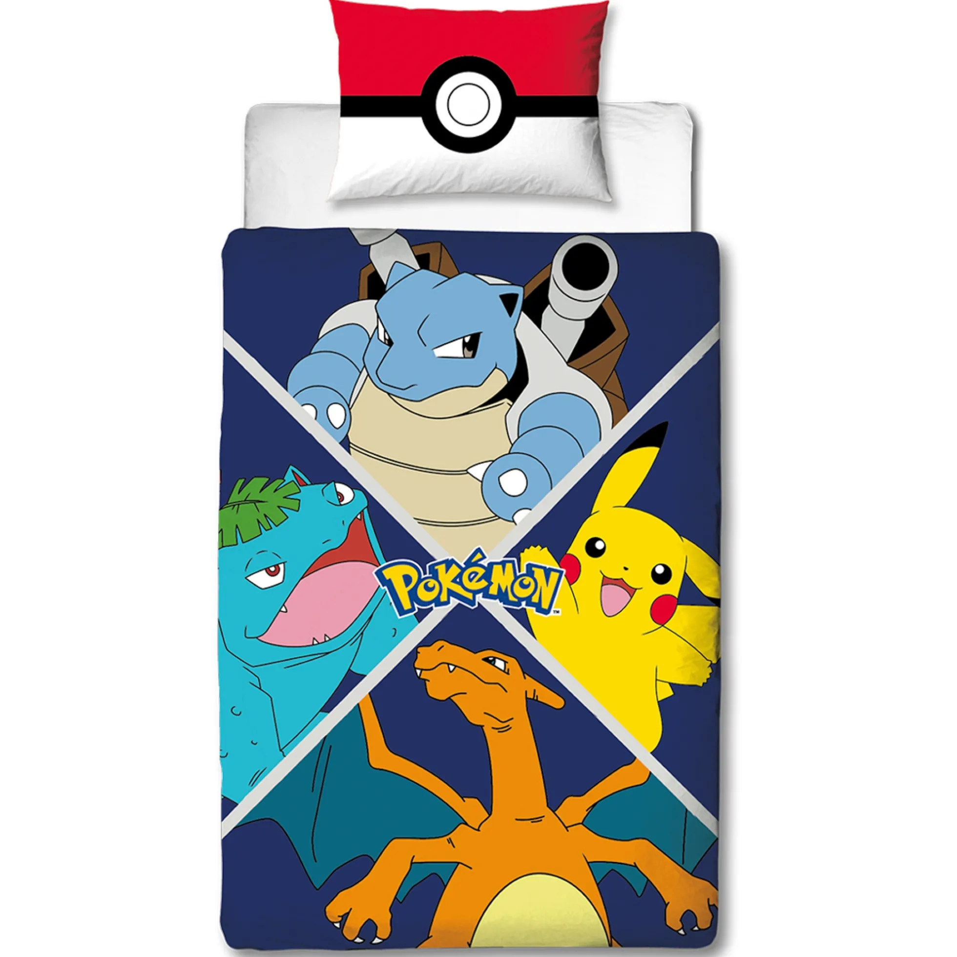 Pokemon Sengetøj - 150x210 cm - Sengetøj med 2 i 1 design - 100% bomuld