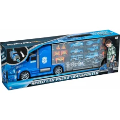 Politi autotransporter med 6 biler - carrycase med tilbehør - 59 cm