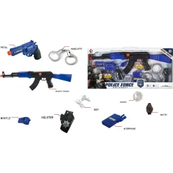 Politisæt med gevær og pistol med lyd 26x53x4 cm - 8 dele