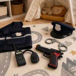 Politisæt med pistol og walkie-talkie med lyd og lys - 22 cm