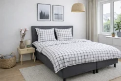 Pudebetræk 60x63 cm - Bæk og Bølge - 100% Bomulds krep - Grå tern