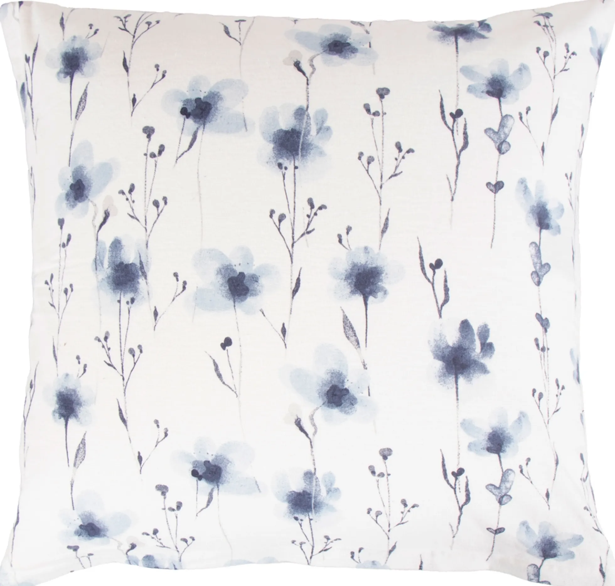 Pudebetræk 60x63 cm - Bomulds flonel - Hvid med blå blomster