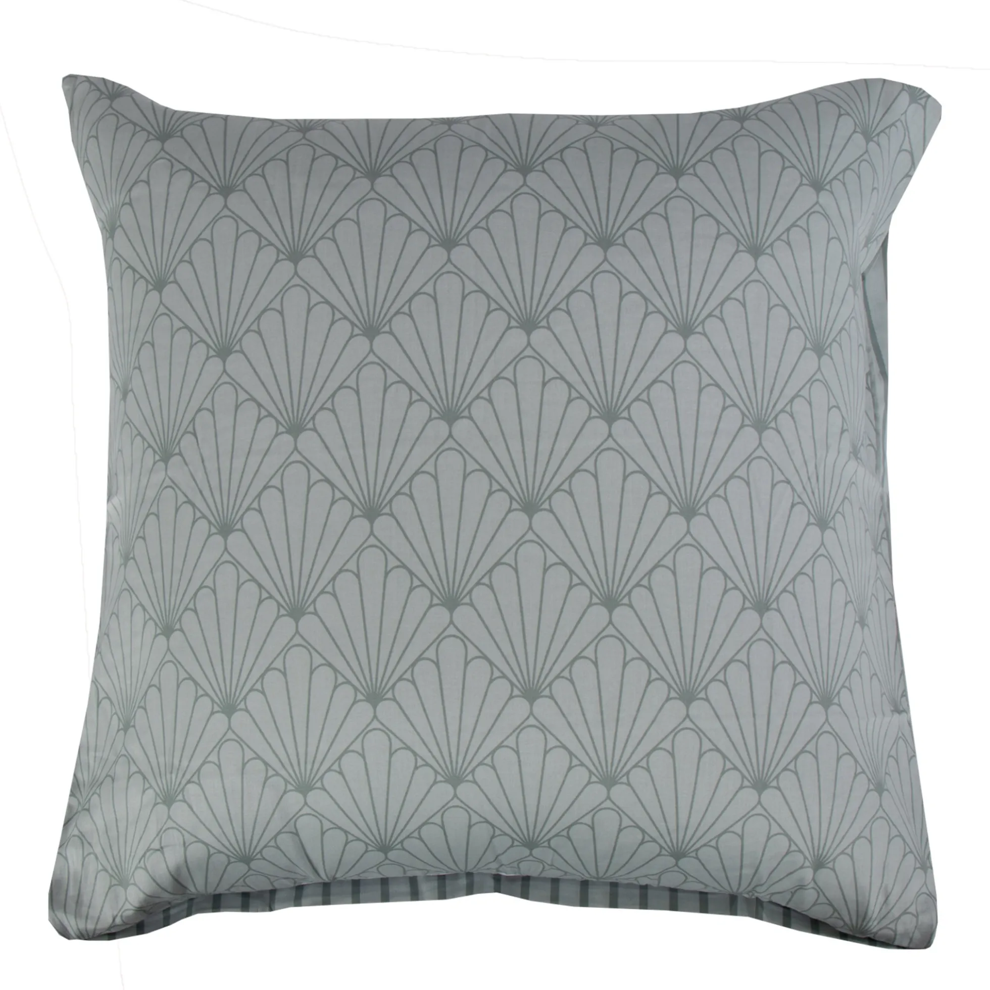 Pudebetræk 60x63 cm - Bomuldssatin - Fan green - Vendbart grafisk mønster