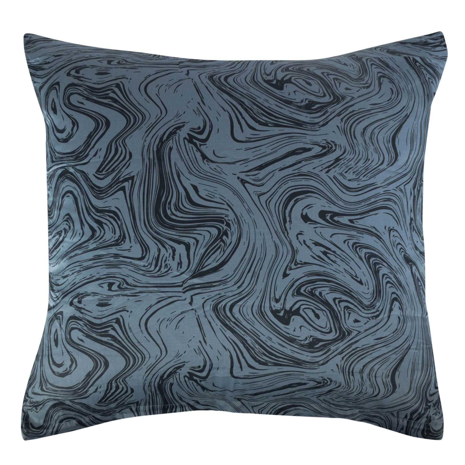 Pudebetræk 60x63 cm - Bomuldssatin - Mørkeblåt marble print