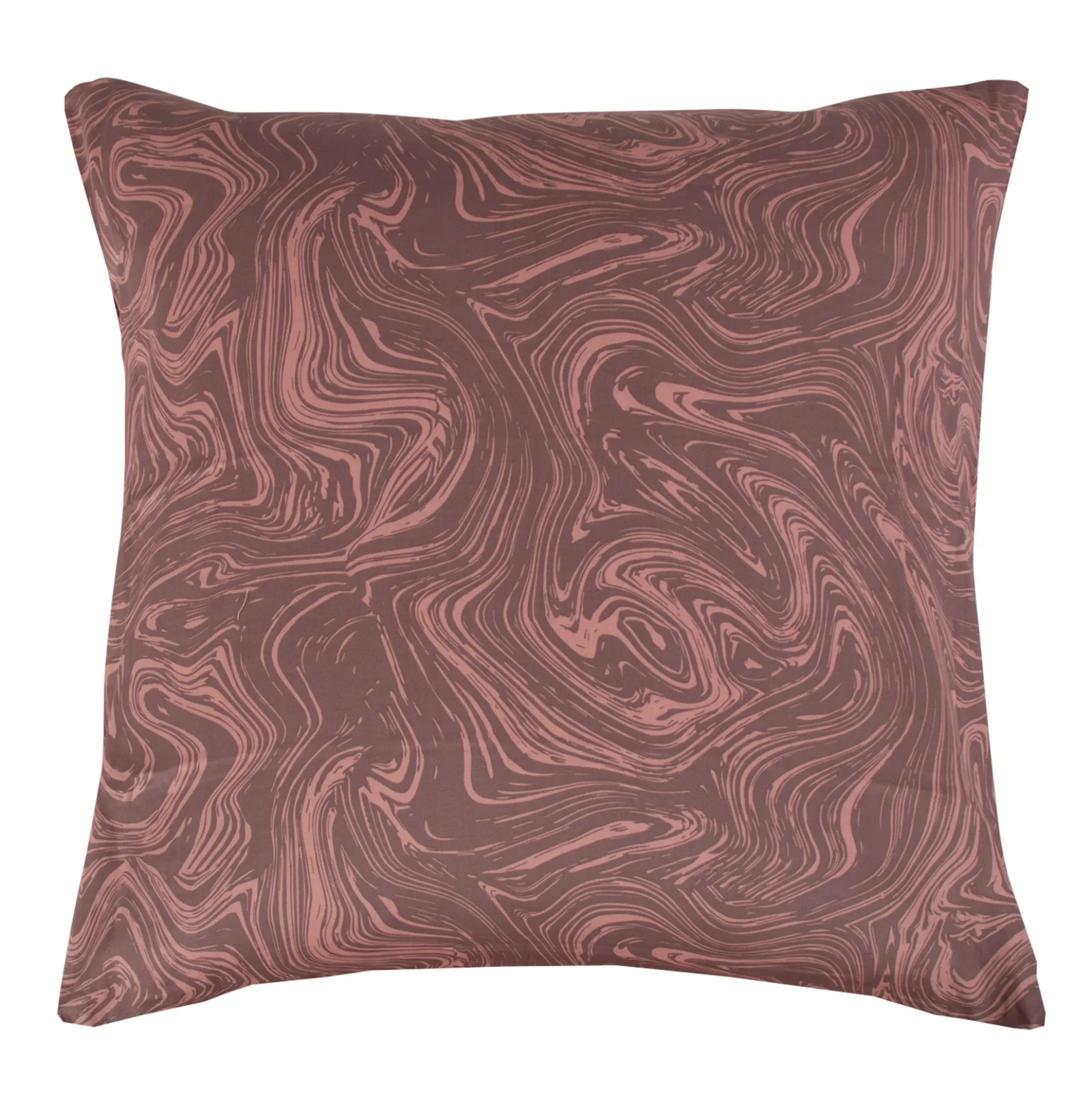 Pudebetræk 60x63 cm - Bomuldssatin - Mørk rosa marble print