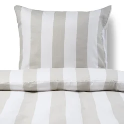 Pudebetræk 60x63 cm - 100% bomuldssatin - Nordic Stripe - Brede grå striber