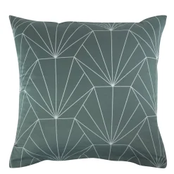 Pudebetræk 60x63 cm - 100% bomuldssatin - Vendbart støvet grønt Hexagon print