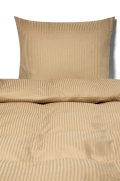 Pudebetræk 60x63 cm - Egyptisk bomuld - Beige jacquardvævede striber