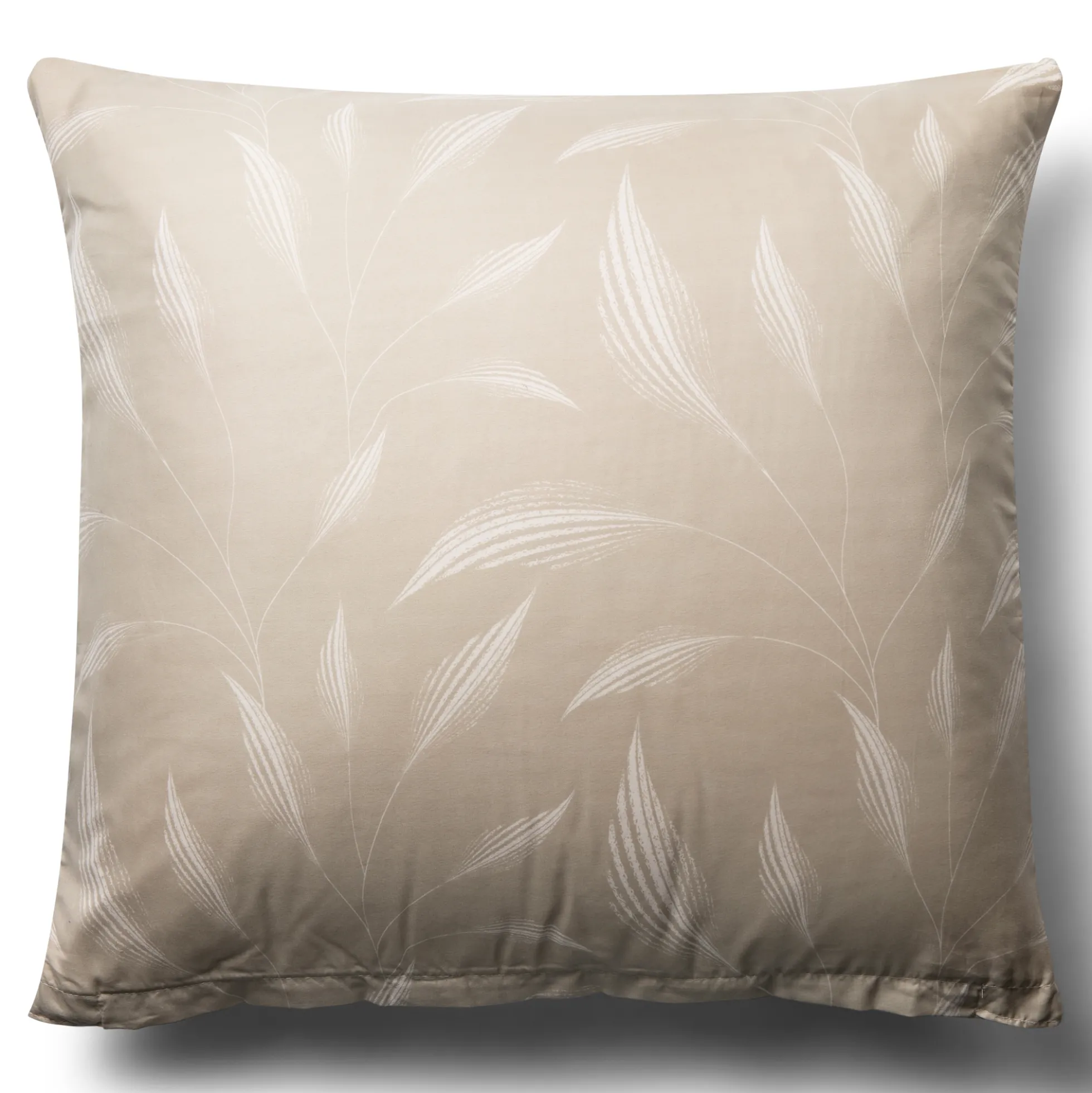 Pudebetræk 60x63 cm - Microfiber - Beige med print af blade