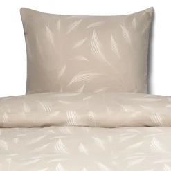 Pudebetræk 60x63 cm - Microfiber - Beige med print af blade