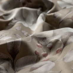 Pudebetræk 60x63 cm - Satin - Brunt vendbart blomster design