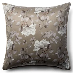 Pudebetræk 60x63 cm - Satin - Brunt vendbart blomster design