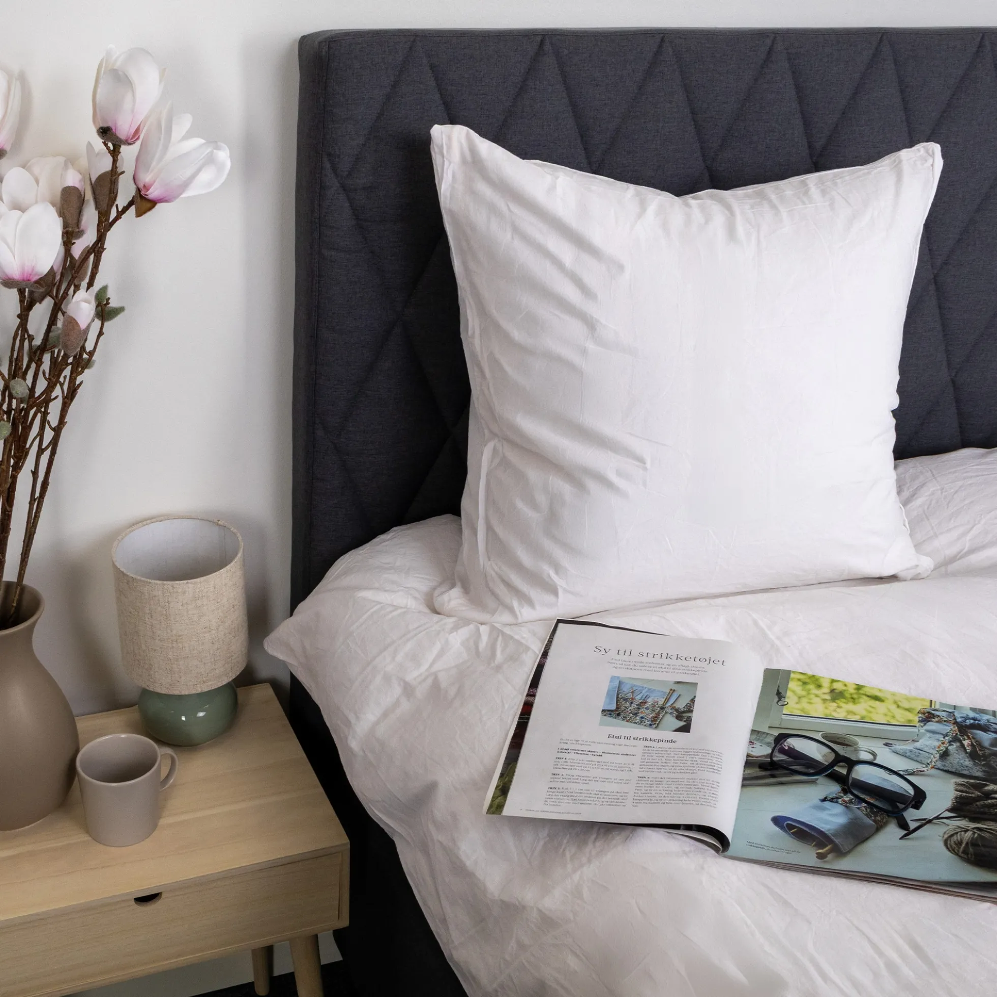 Pudebetræk 60x63 cm - Stonewashed - Firm white